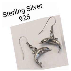 Sterling Silver Dolphin Dangle Earrings